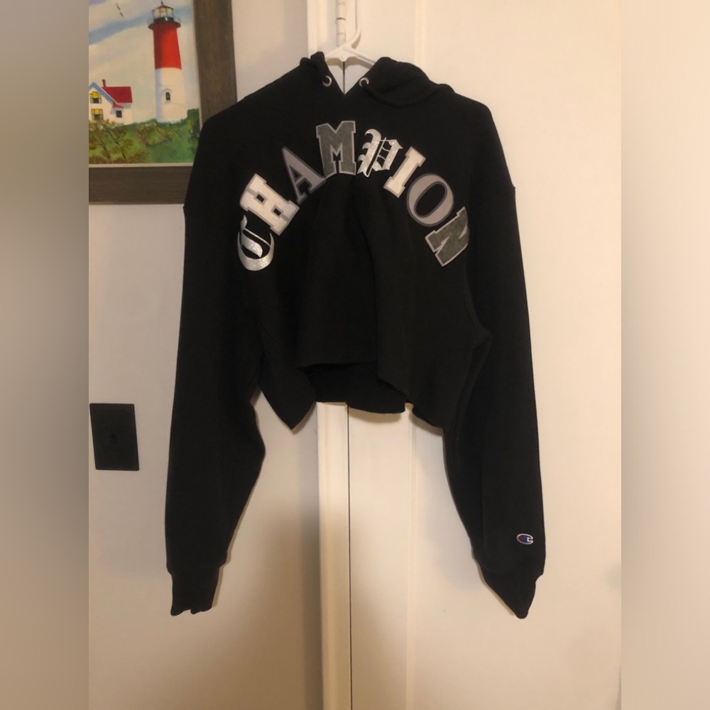 Champion Black Cropped Hoodie
